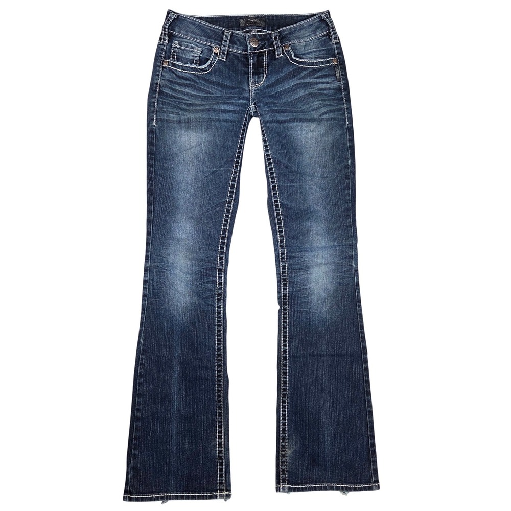 Silver Jeans Co Aiko Bootcut Dark Wash Denim W28 L33 Thick Stitch Western Y2K